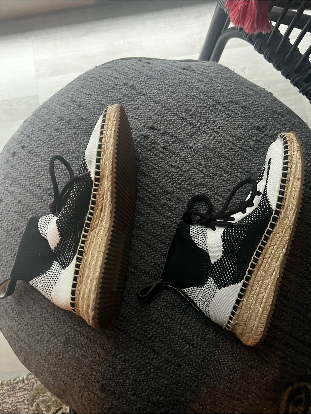 Alexander Wang Black And White Knit Espadrille Ankle Boots View 4